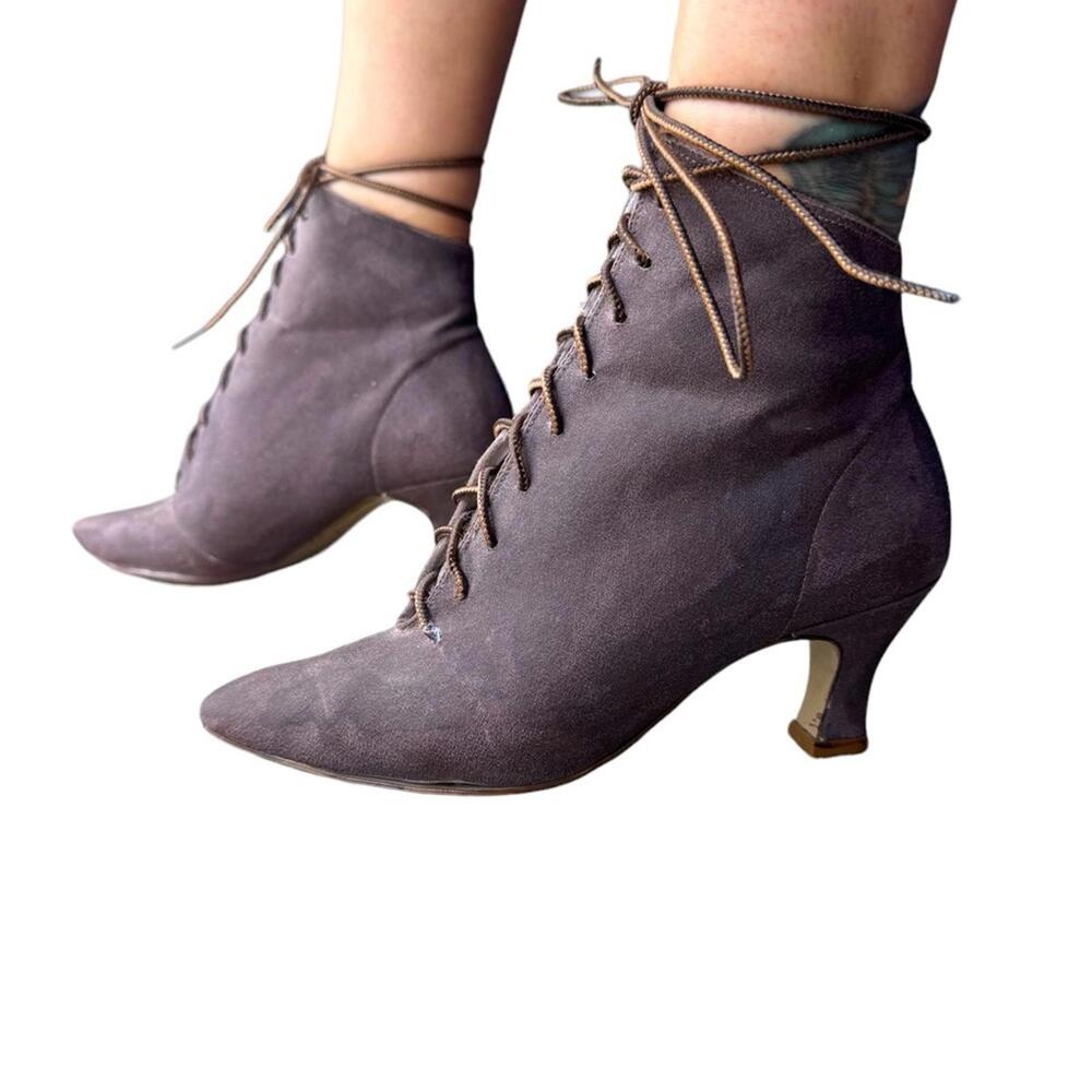 Vintage Edwardian Touch Up 4 Brown Leather Lace Up Boots